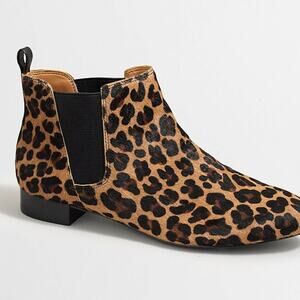 J.Crew Collection Leopard Haircalf Chelsea Ankle Boots Leather Size 7